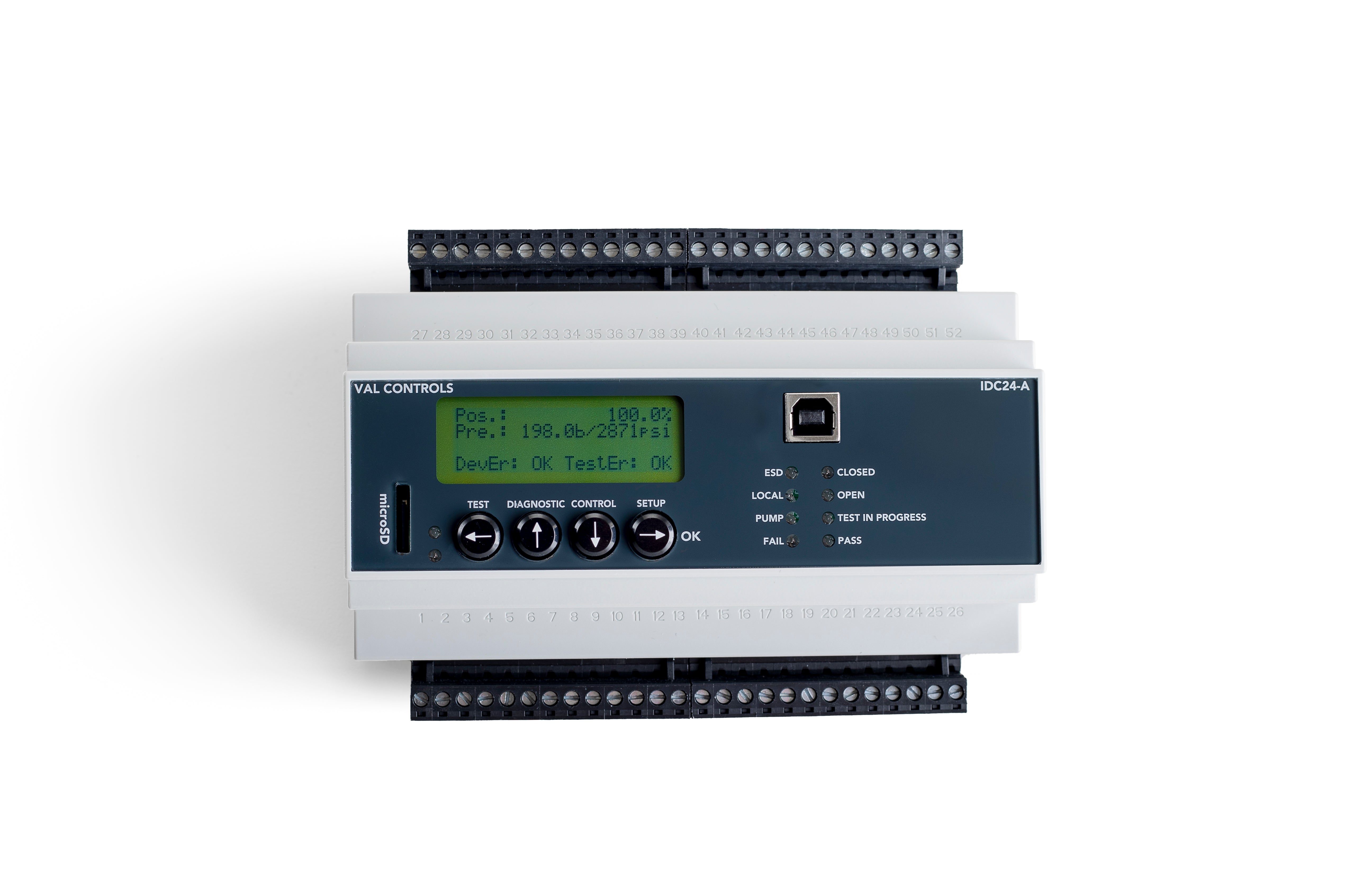 IDC24-A - DIN-rail mounted Intelligent Diagnostics controller. Used for partial stroke testing ESD valves.