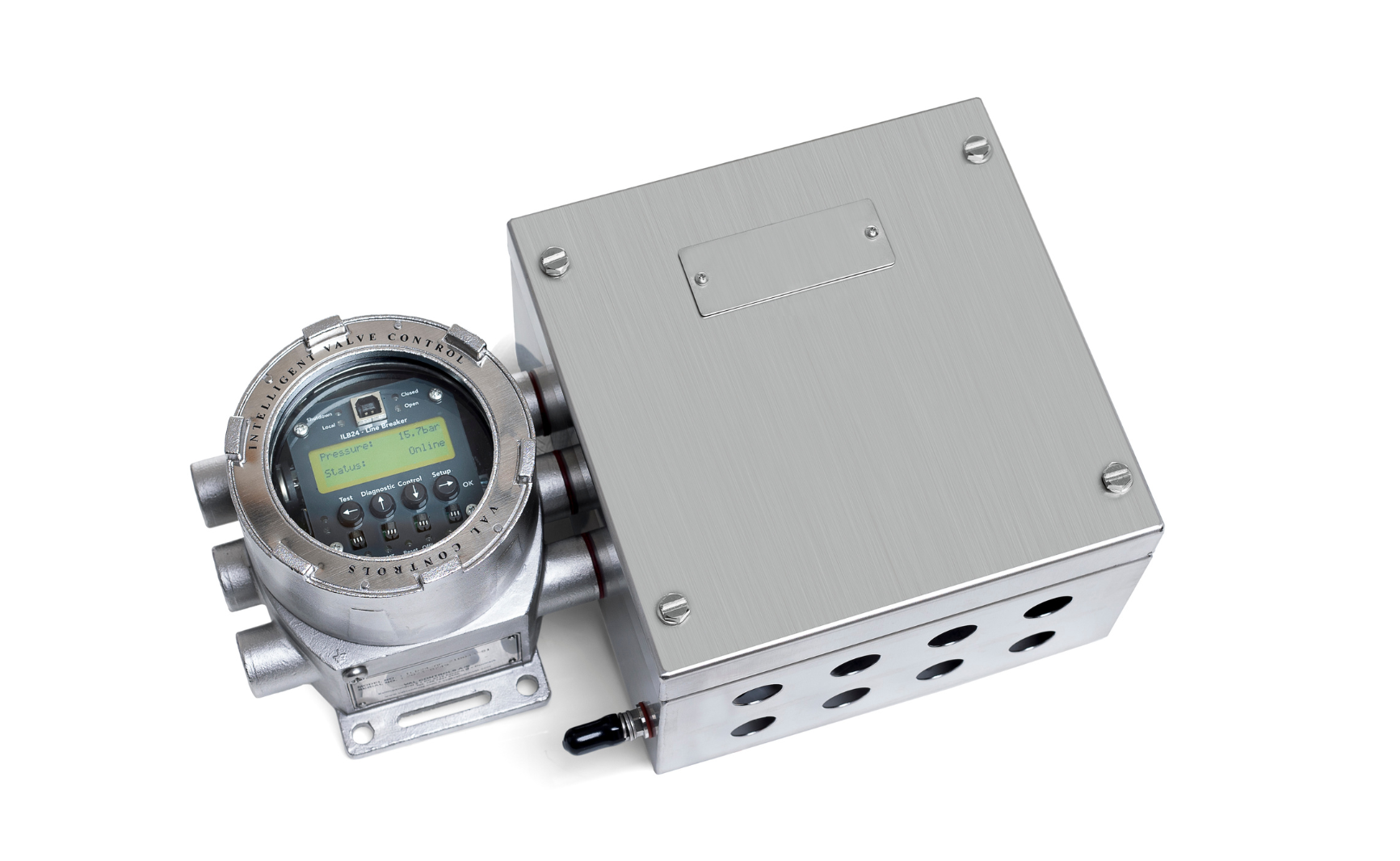 ILB24-AF - Intelligent Line Breaker l in SS316L housing material. Used for pipeline monitoring and control in Ex areas.